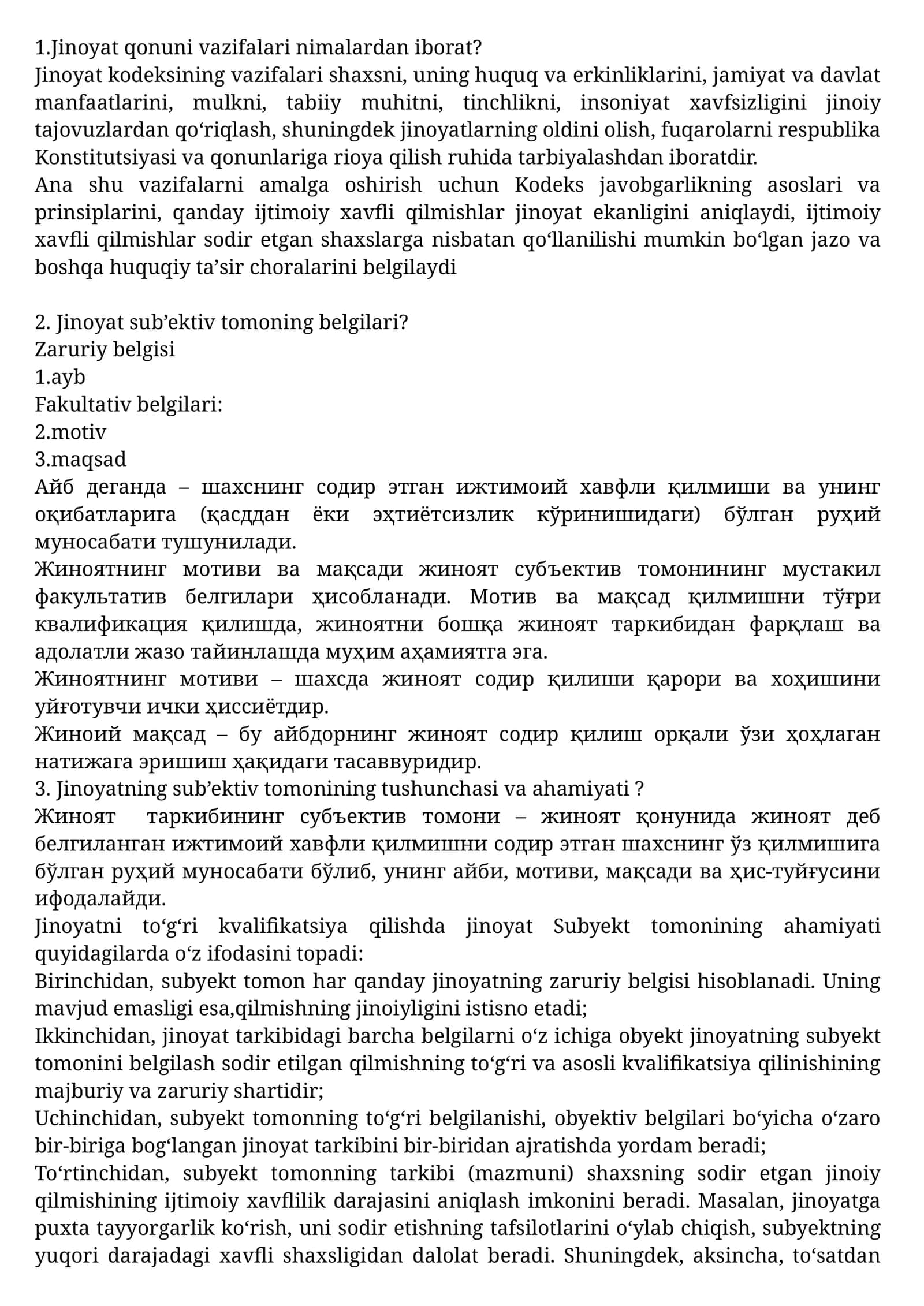 Jinoyat qonuni vazifalari 1