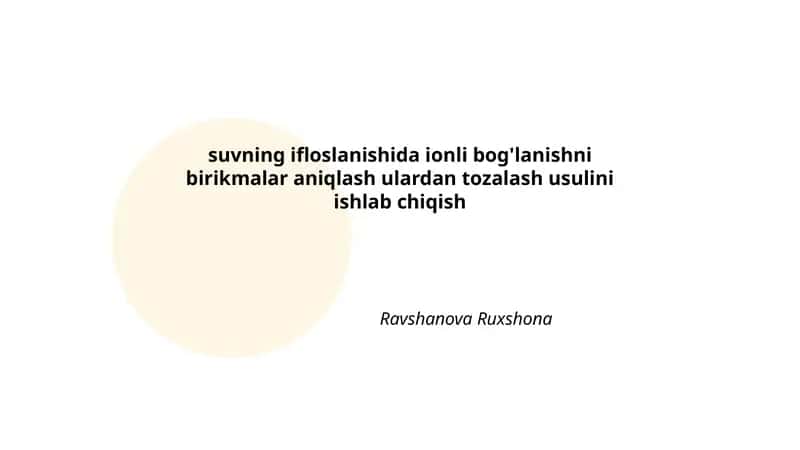 Suvning ifloslanishida ionli bog'lanishni birikmalar aniqlash 1