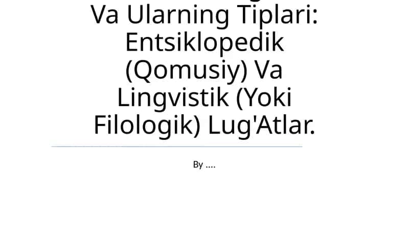 Leksikografiya Haqida Umumiy Ma'lumot 1
