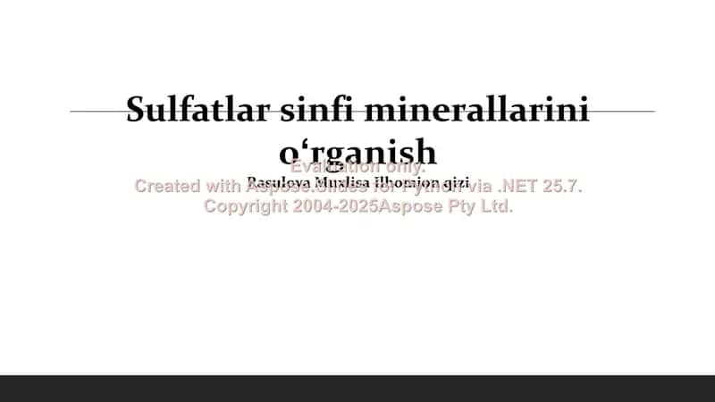 Sulfat minerallarini o‘rganish 1