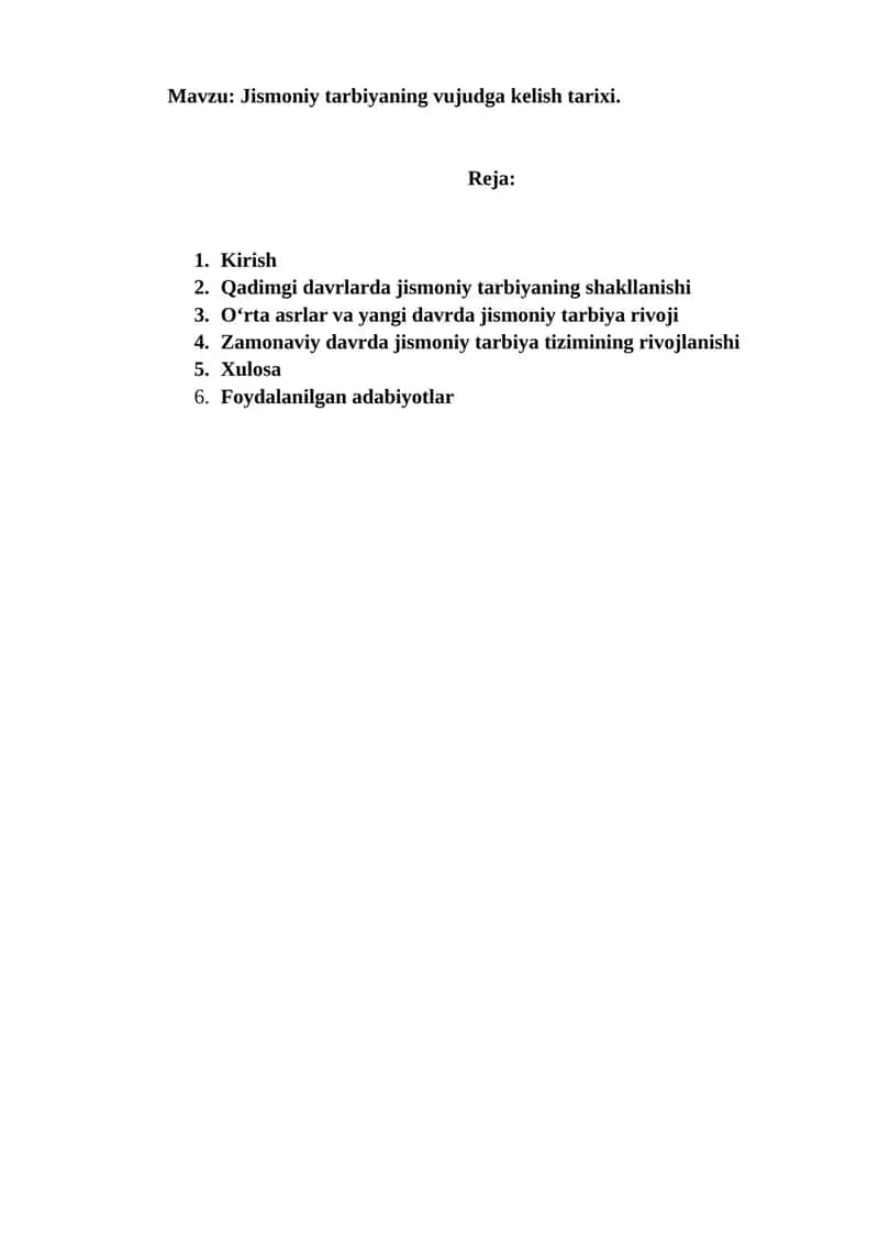 Jismoniy tarbiyaning vujudga kelish tarixi 1