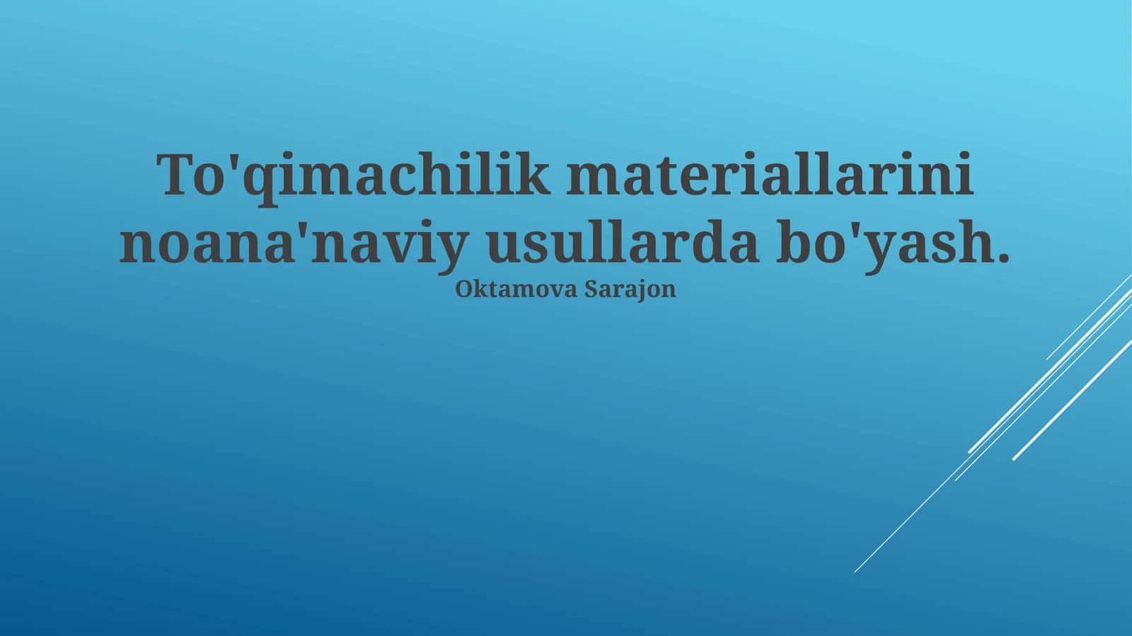 To'qimachilik materiallarini noana'naviy usullarda bo'yash 1