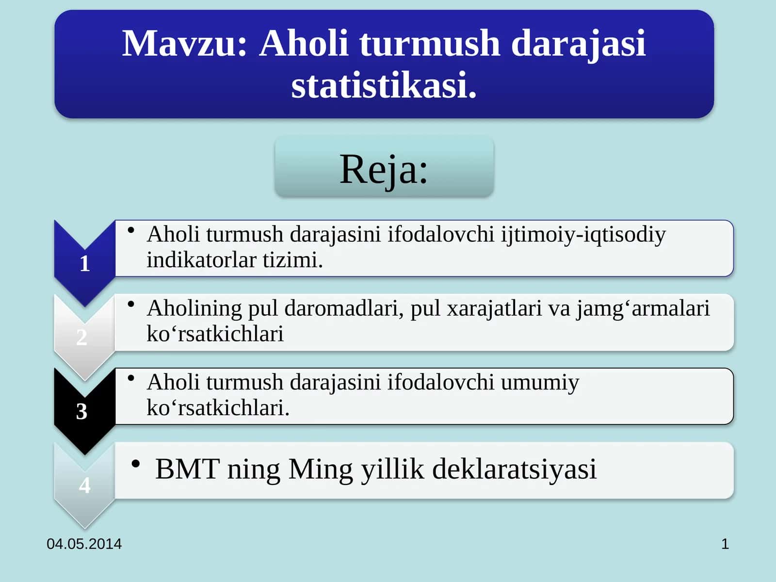 Aholi turmush darajasi statistikasi 1