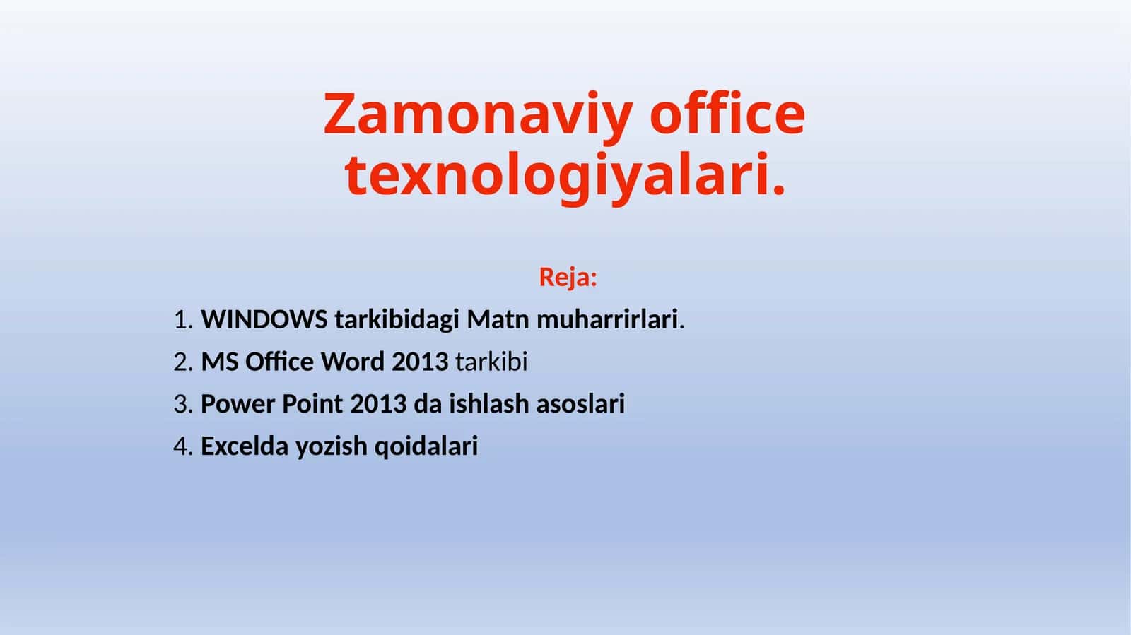 Zamonaviy office texnologiyalari 1