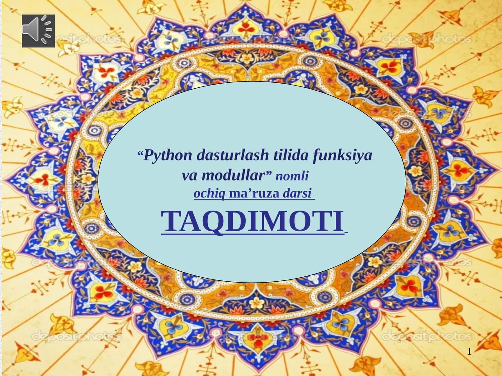 Pythondasturlashtilida funksiya va modullar 1