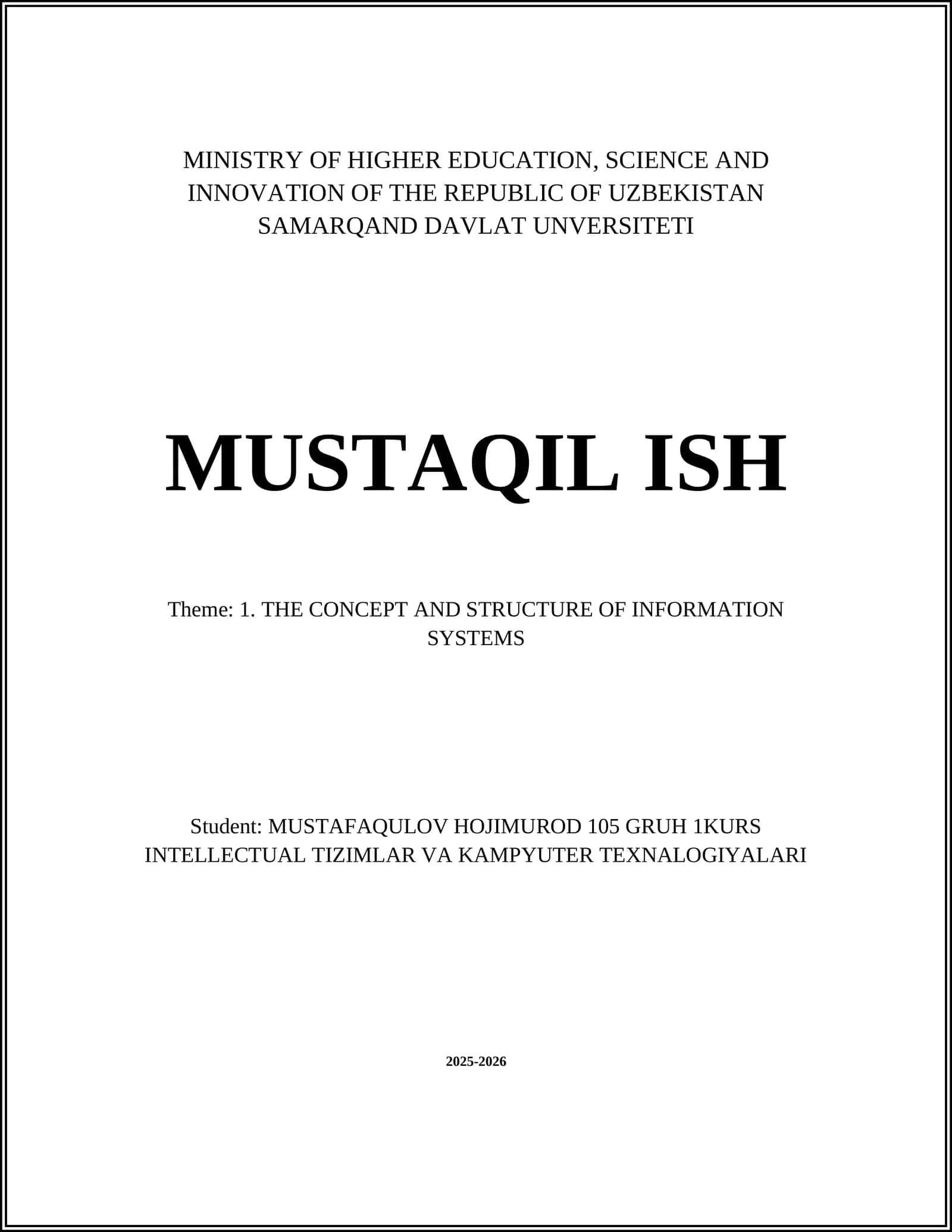 THE CONCEPT AND STRUCTURE OF INFORMATION SYSTEMS 1