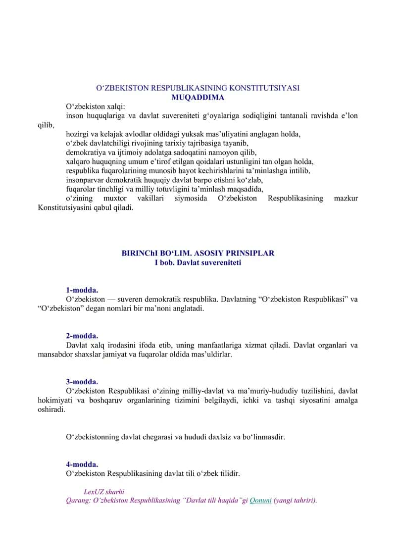 O'zbekiston Respublikasi Konstitutsiyasi 1