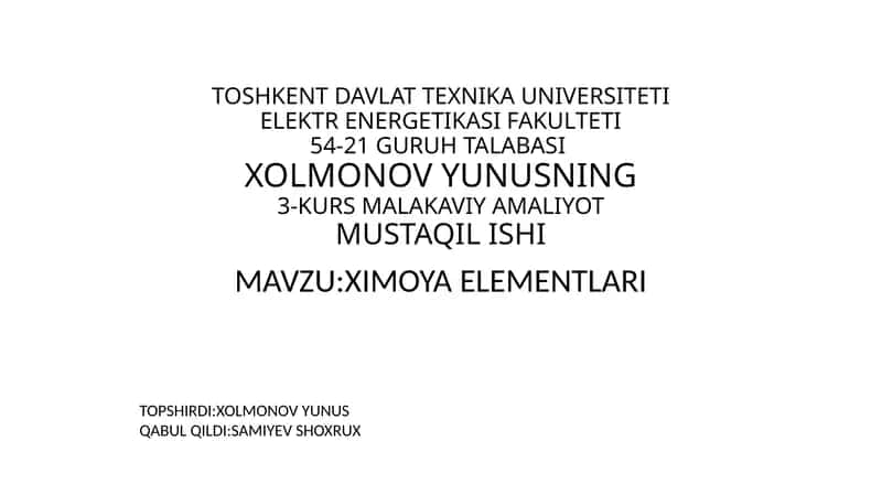 Ximoq elementlari 1