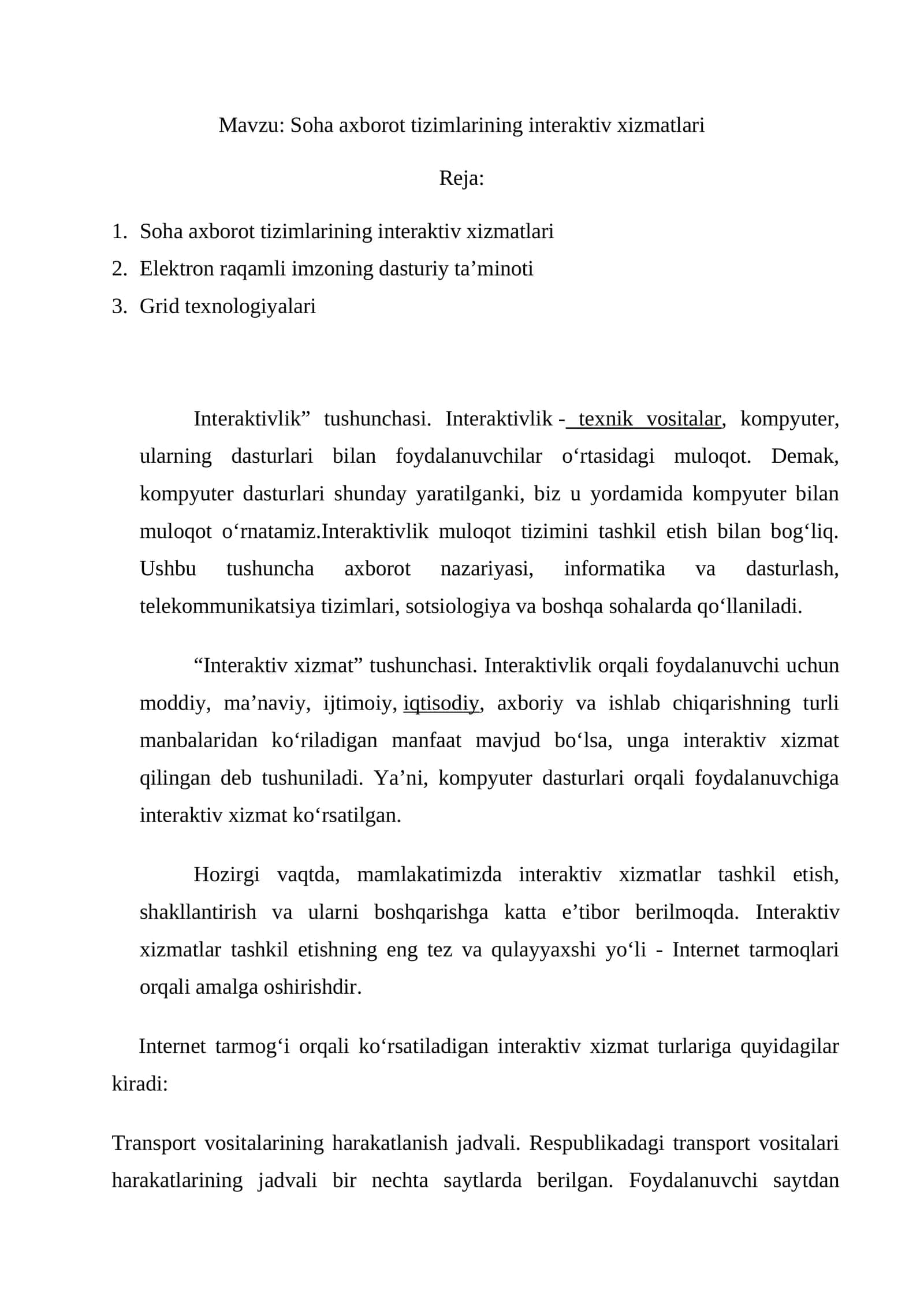 Soha axborot tizimlarining interaktiv xizmatlari 1