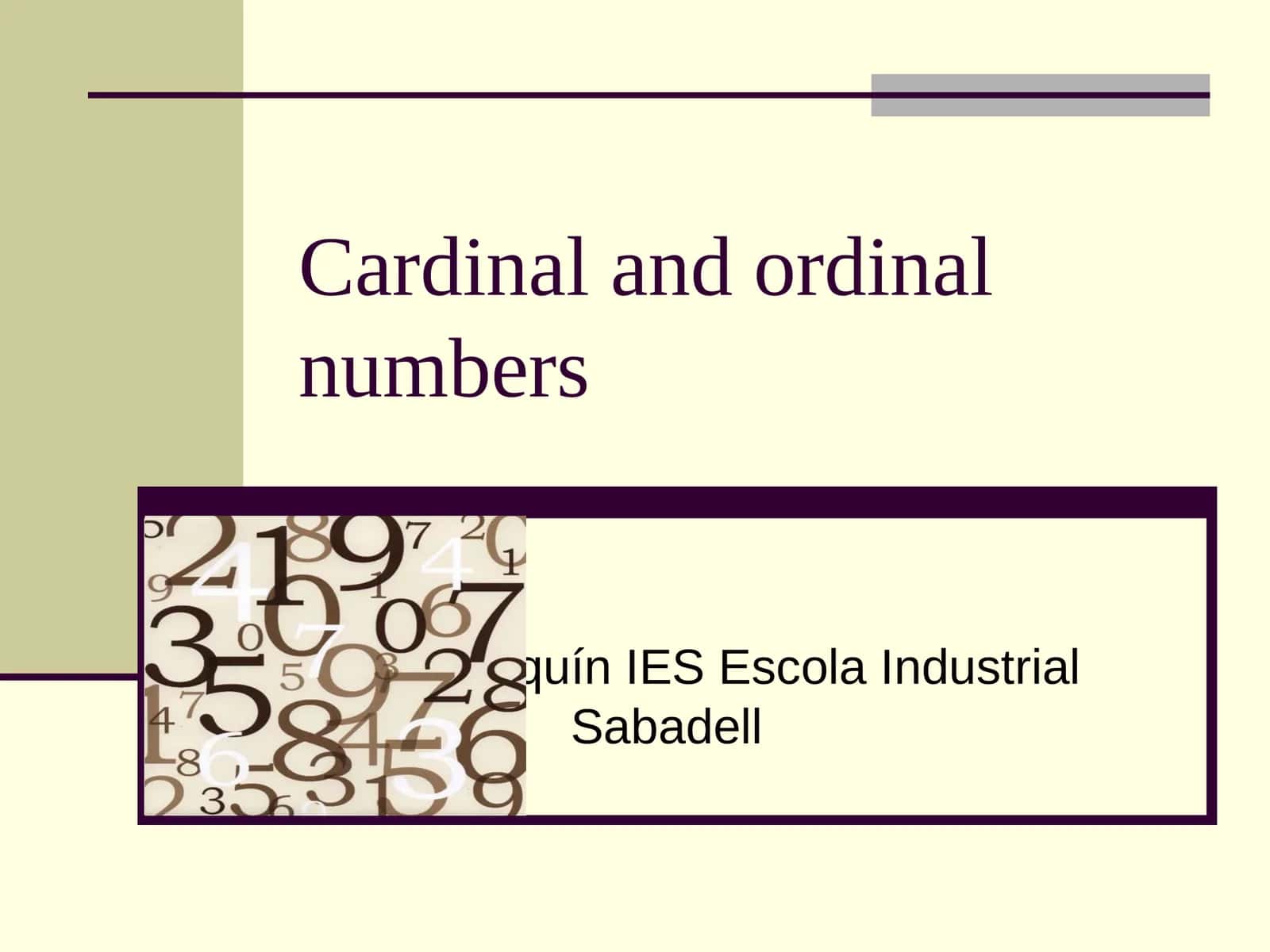 Cardinal and ordinal numbers 1