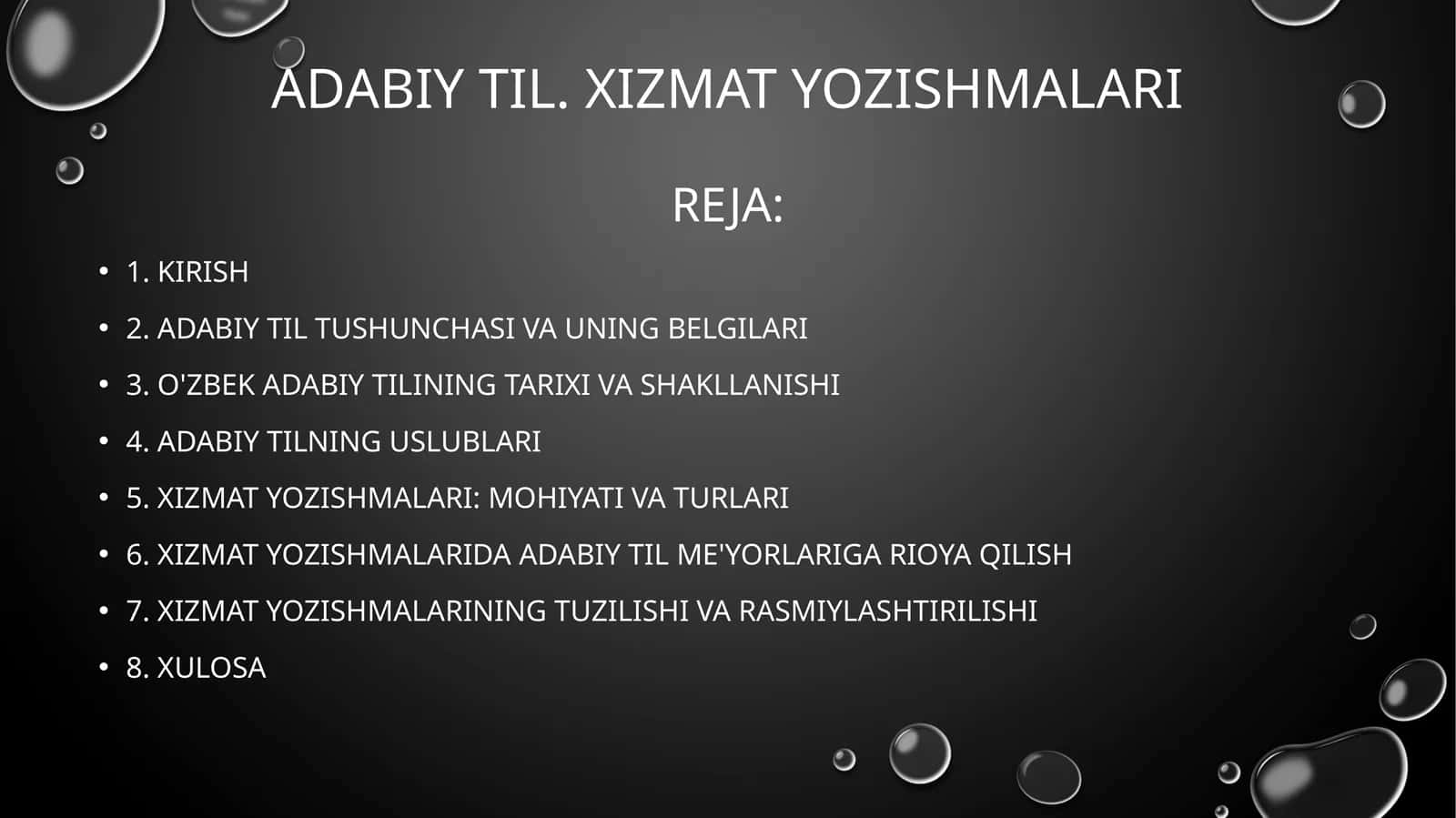 Adabiy til. Xizmat yozishmalari. 1
