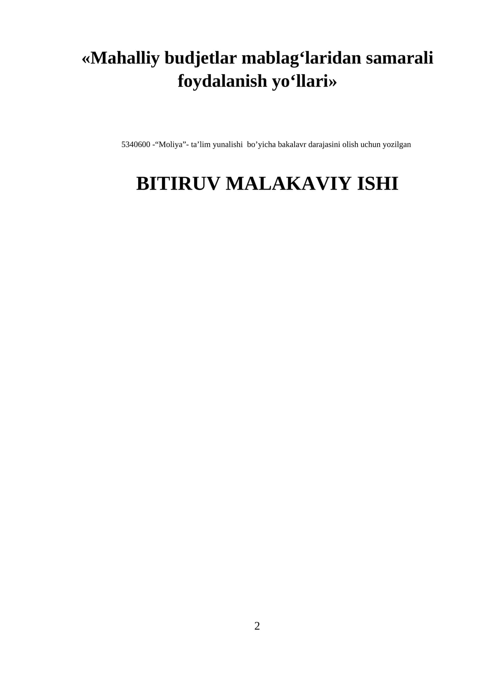 Mahalliy budjetlar mablag‘laridan samarali foydalanish yo‘llari 1