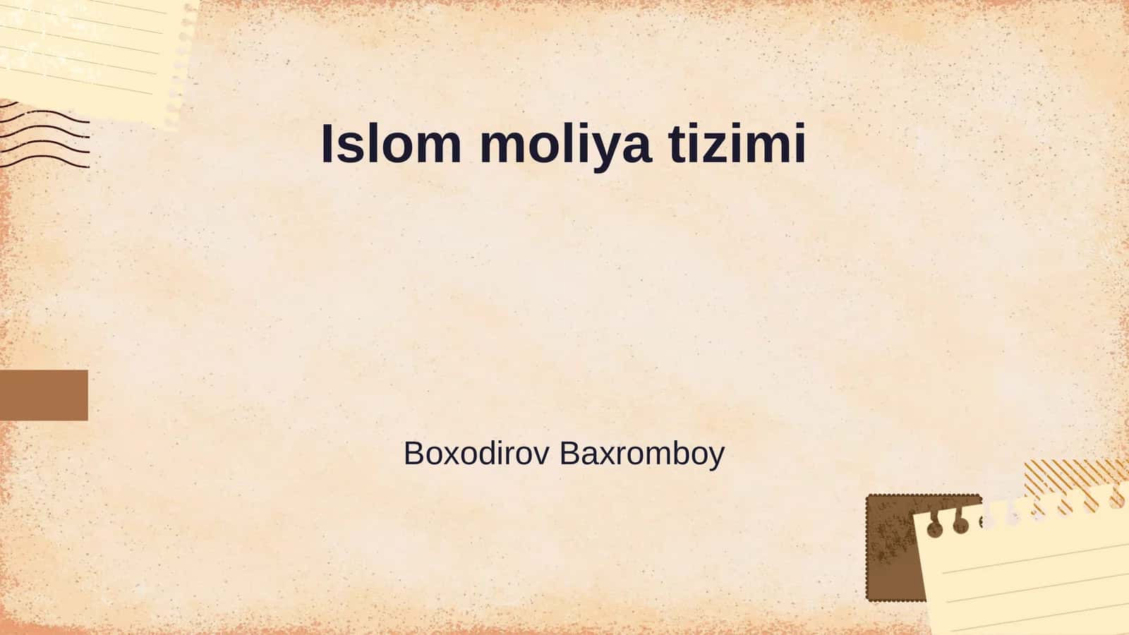 Islom moliya tizimi 1