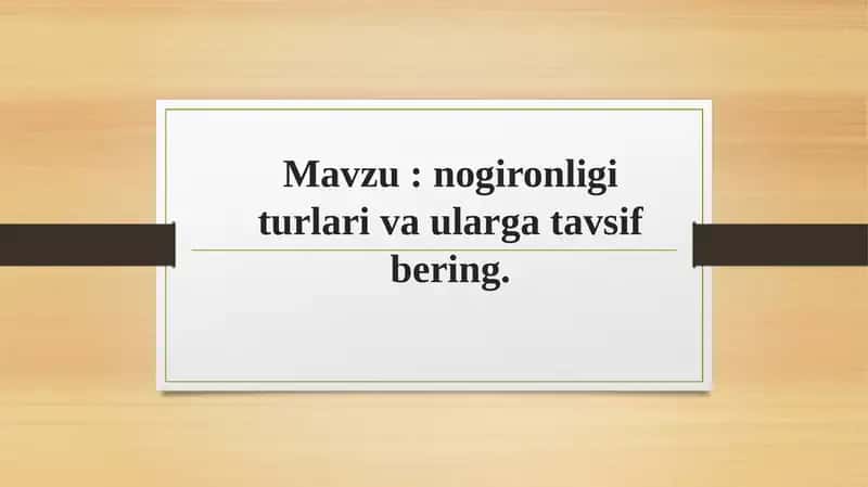 nogironligi turlari va ularga tavsif bering. 1