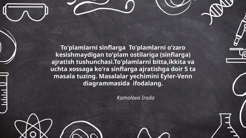 To'plamlarni sinflarga ajratish 1