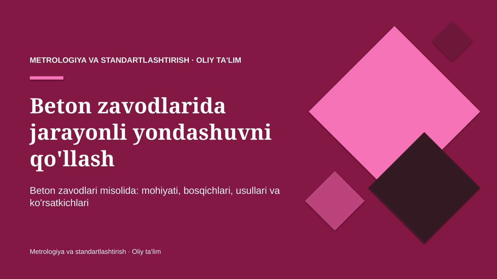 Beton zavodlarida jarayonli yondashuvni qo'llash 1