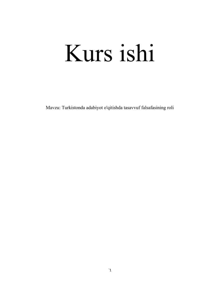 Turkistonda adabiyot o'qitishda tasavvuf falsafasining roli 1
