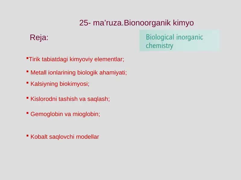 Bionoorganik kimyo 1