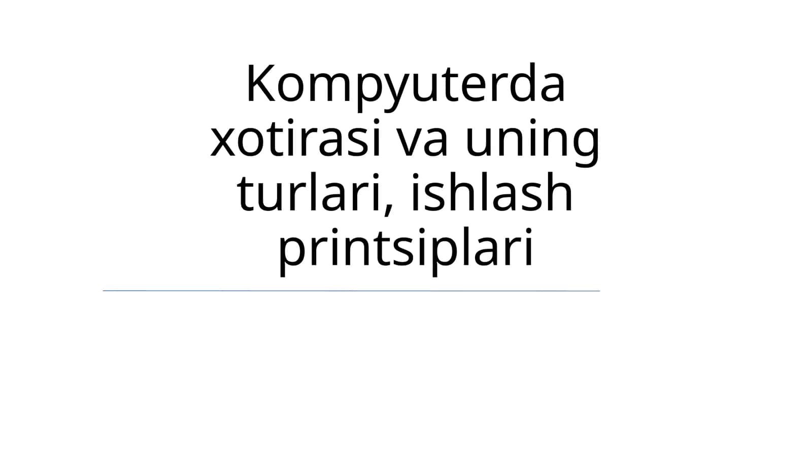 Kompyuterda xotirasi va uning turlari, ishlash printsiplari 1