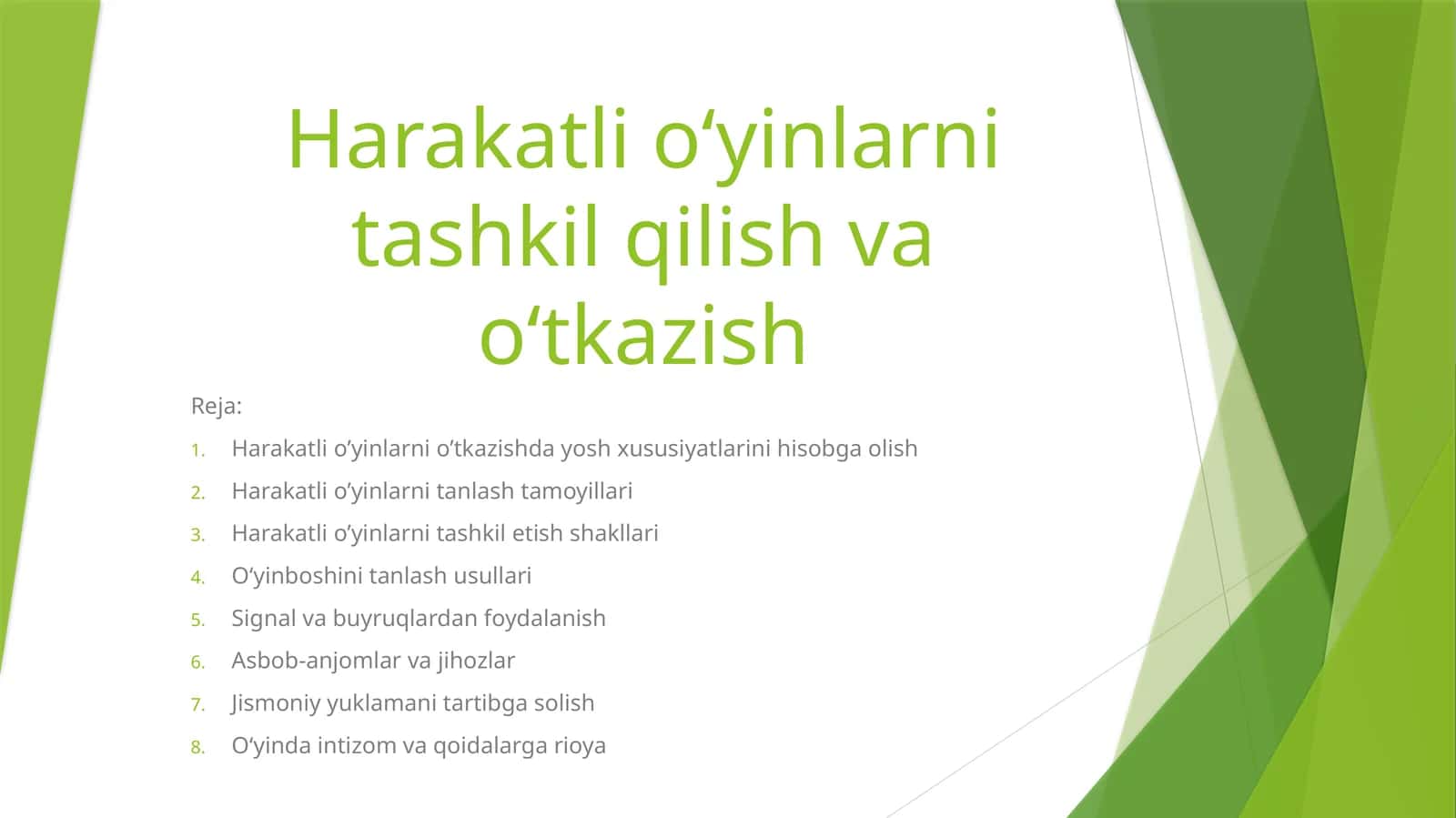 Harakatli o‘yinlarni tashkil qilish va o‘tkazish 1