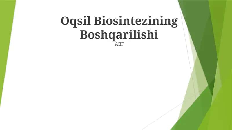 Oqsil Biosintezining Boshqarilishi 1