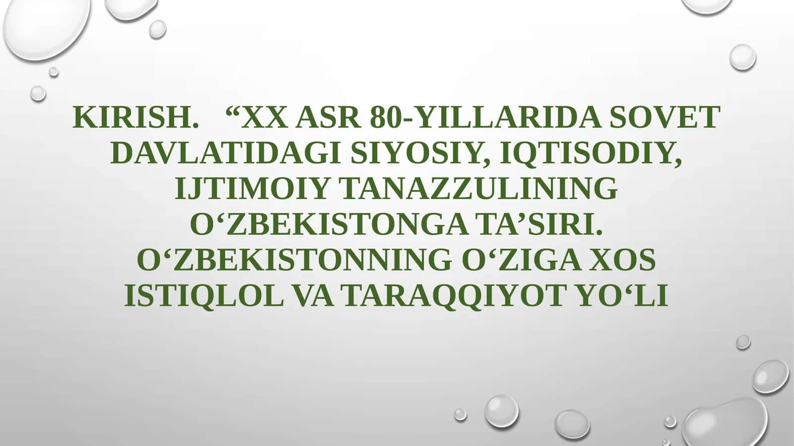 XX asr O'zbekistonida siyosiy, iqtisodiy, ijtimoiy tanazzul 1