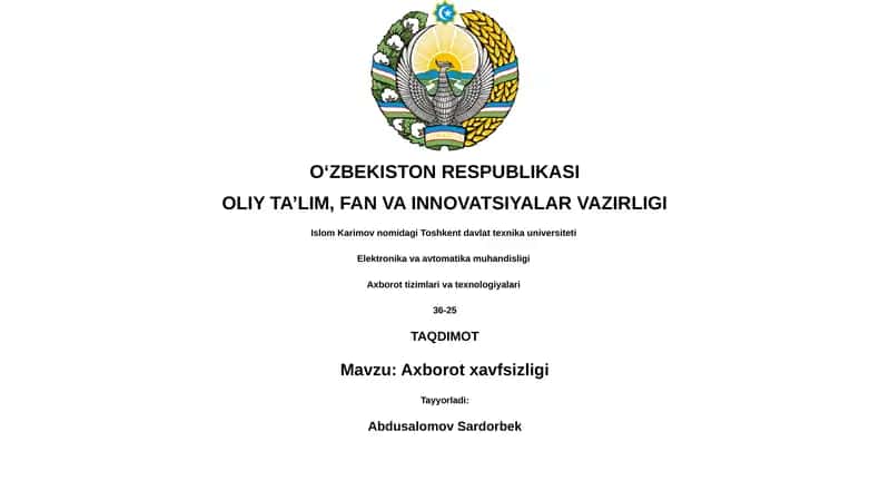 Axborot xavfsizligi 1