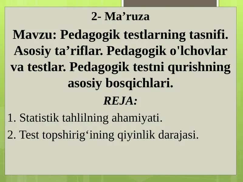Pedagogiktestlarning tasnifi 1