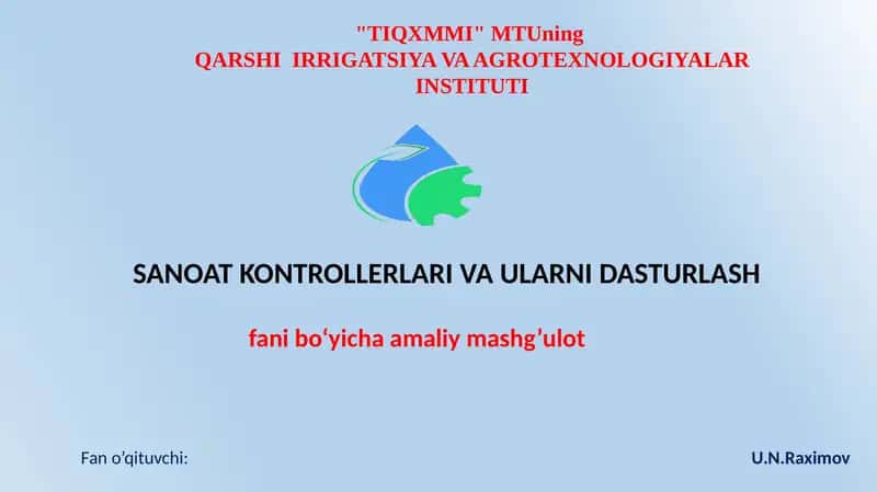 IEC 61131-3 Dasturlash Tillari 1