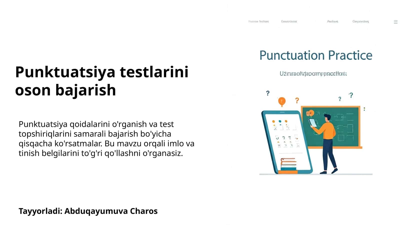 Punktuatsiya testlarini oson bajarish 1