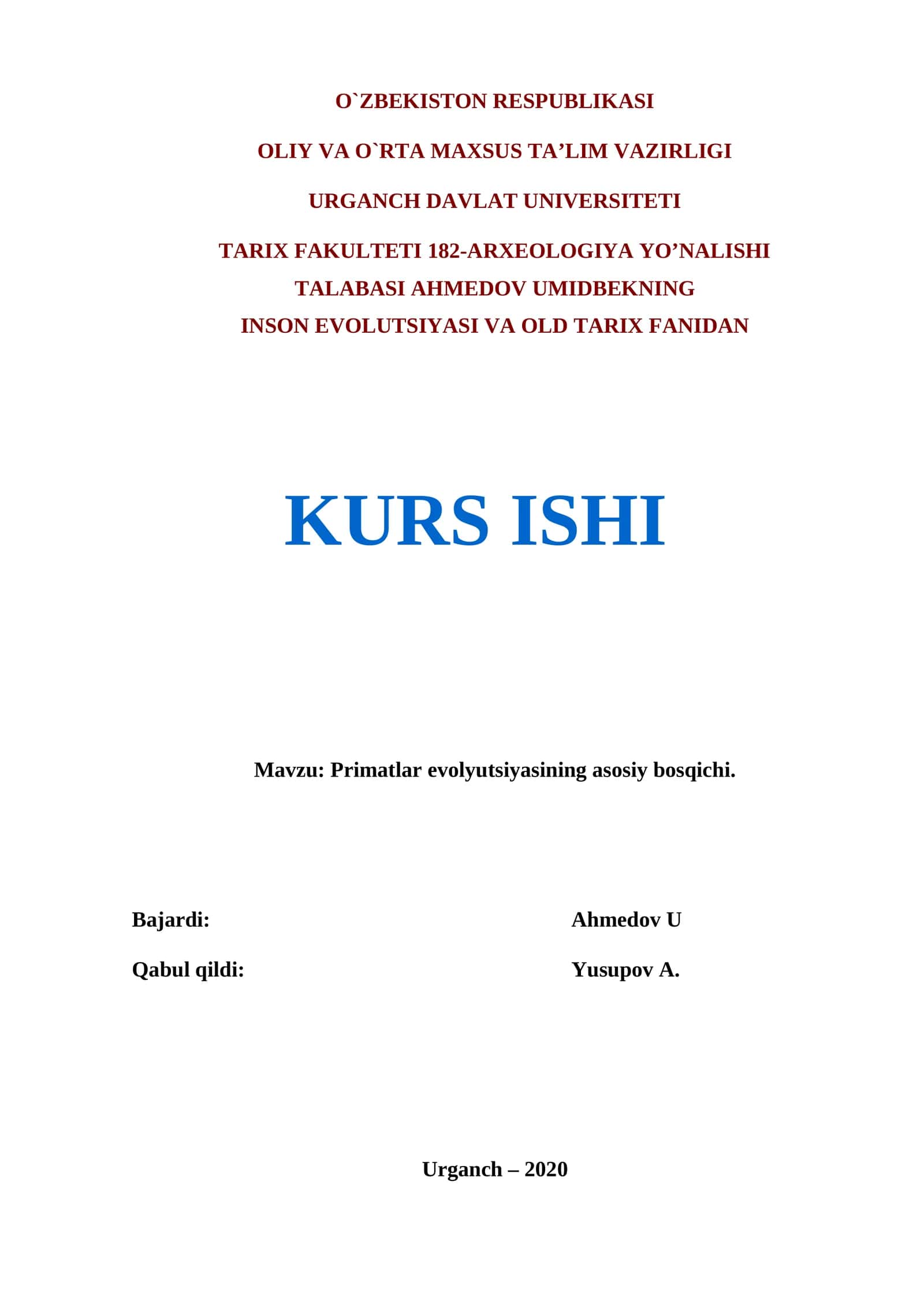 Primatlar evolyutsiyasining asosiy bosqichi 1
