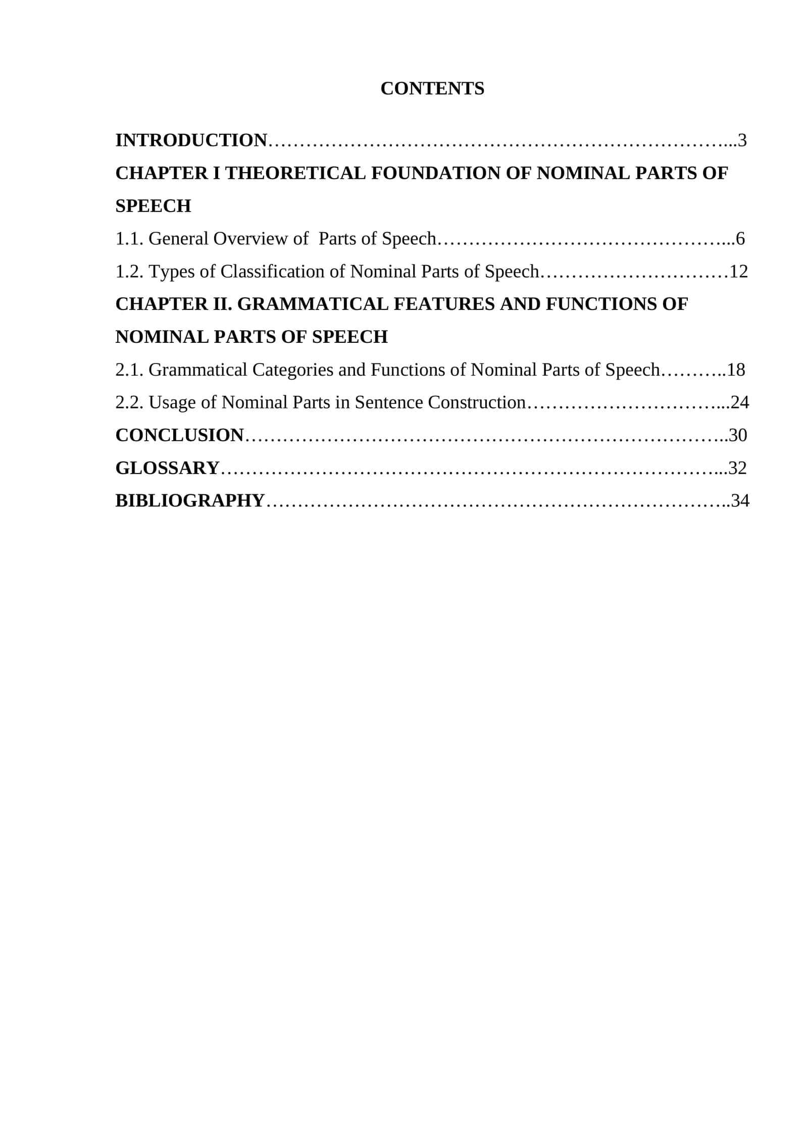 Survey of the nominal parts of speech 1