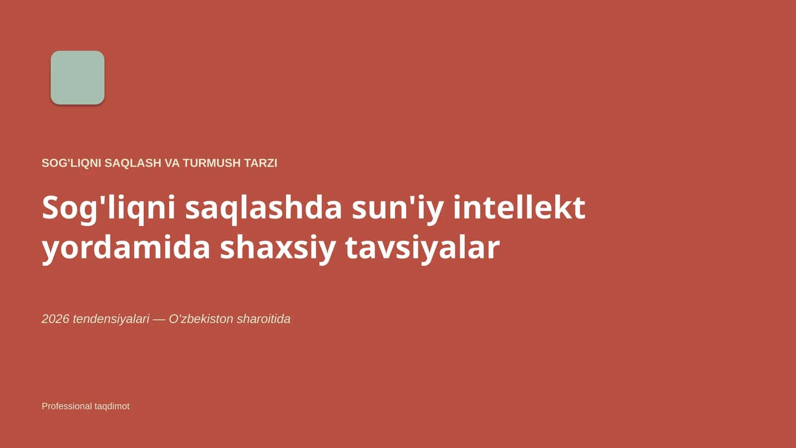 SOG'LIQNI SAQLASH VA TURMUSH TARZI 1