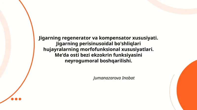 Jigarning regenerator va kompensator xususiyati 1