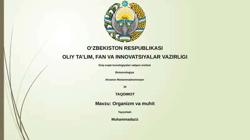 Organizm va muhit 1