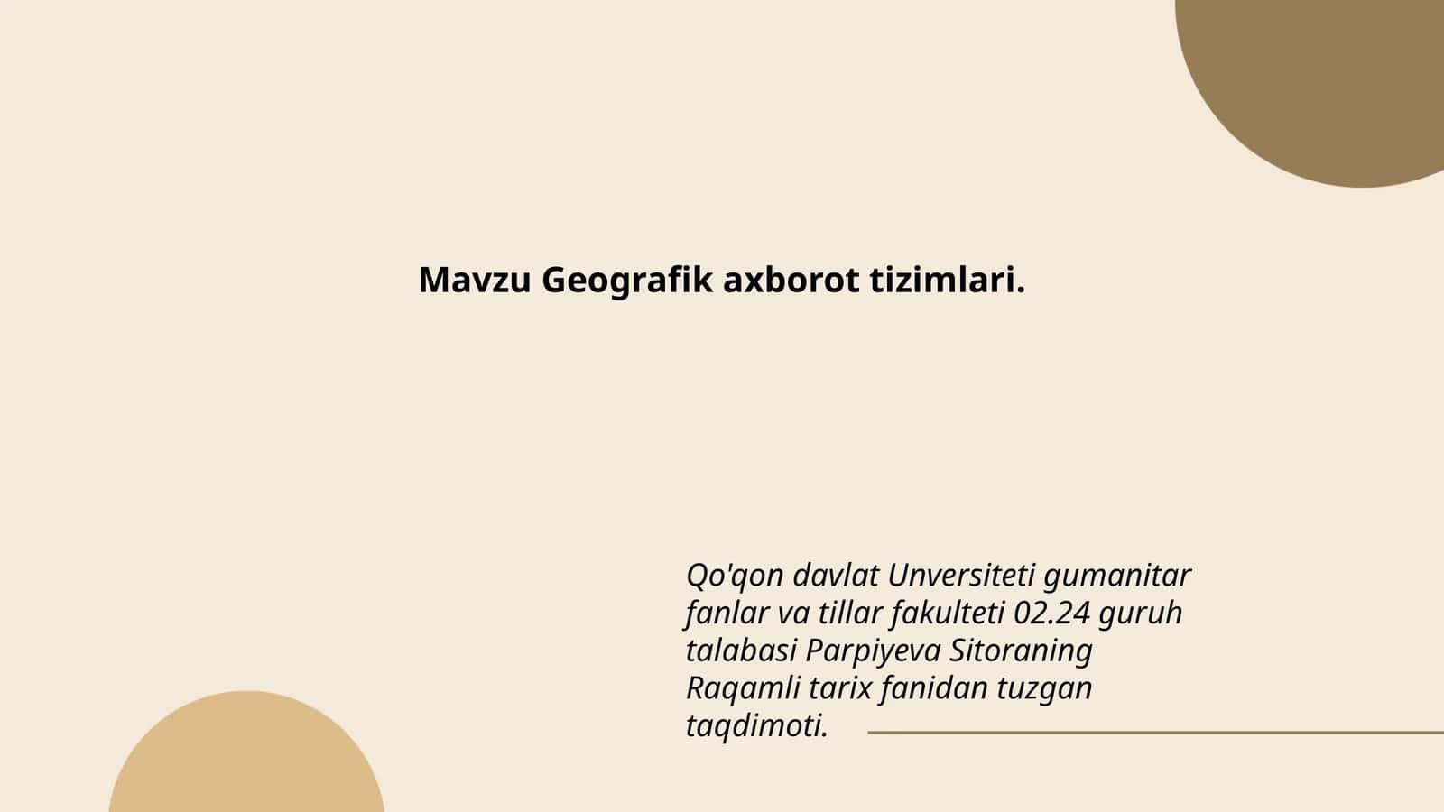 Geografik axborot tizimlari 1