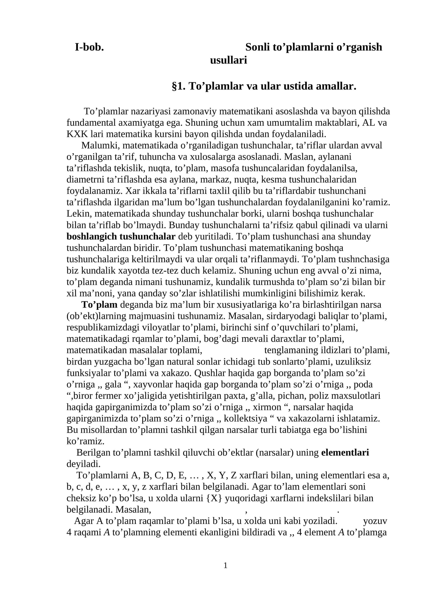 Sonli to’plamlarni o’rganish usullari 1