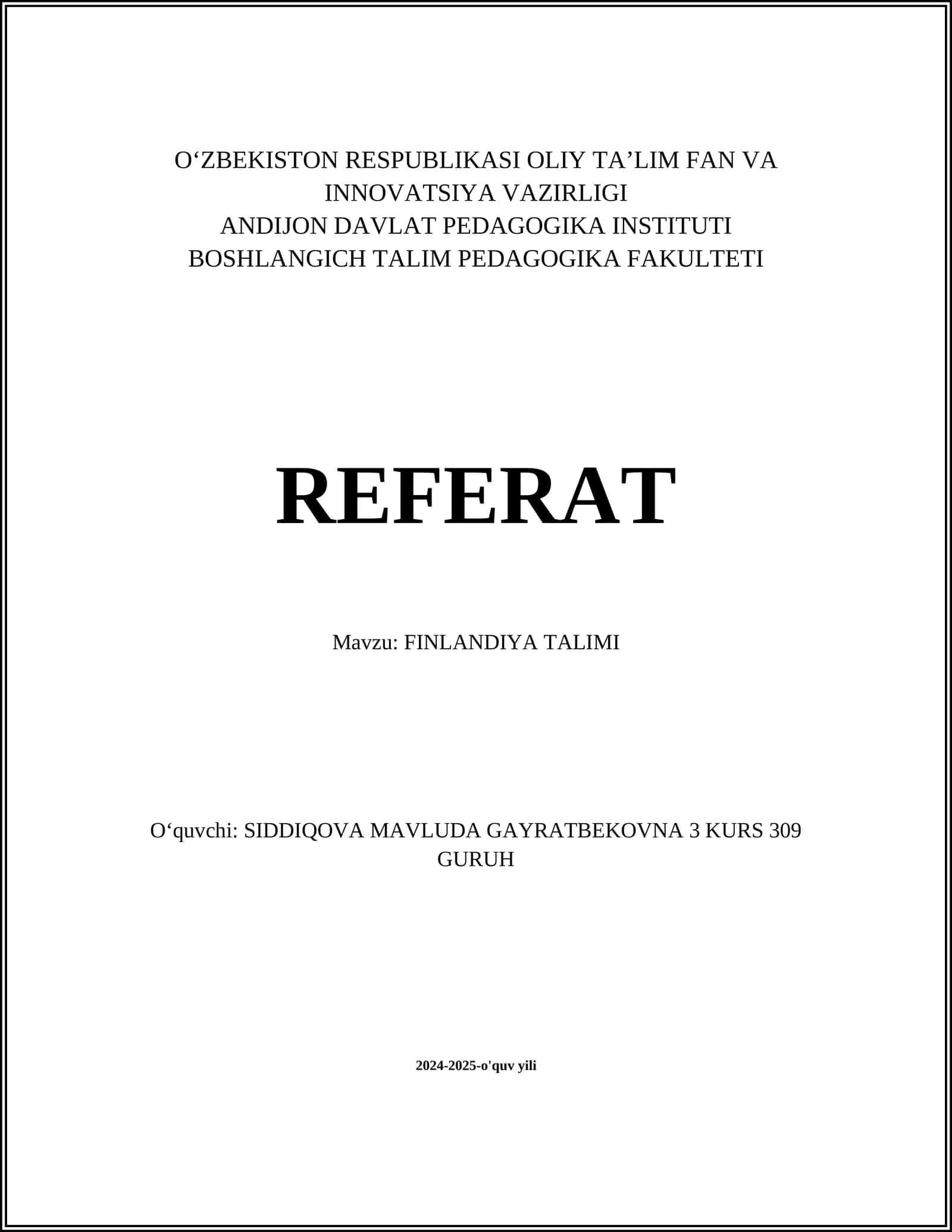 FINLANDIYA TALIMI 1