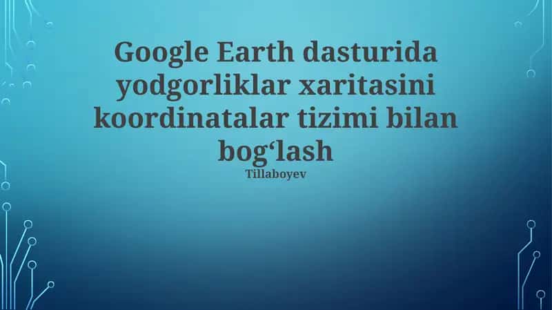 Yodgorlik Xaritalash Asoslari 1