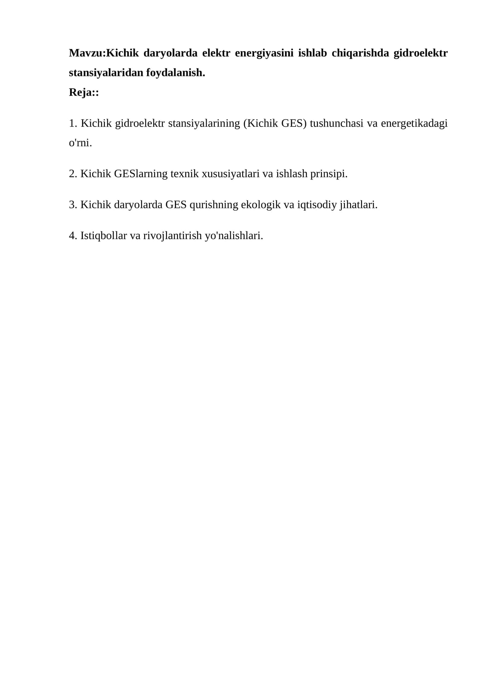 Kichik gidroelektr stansiyalar 1