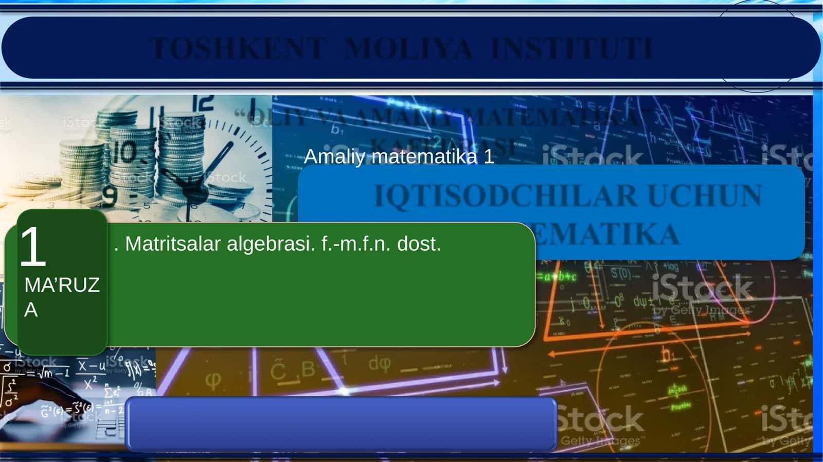 MA’RUZA. Matritsalar algebrasi. f.-m.f.n. dost 1