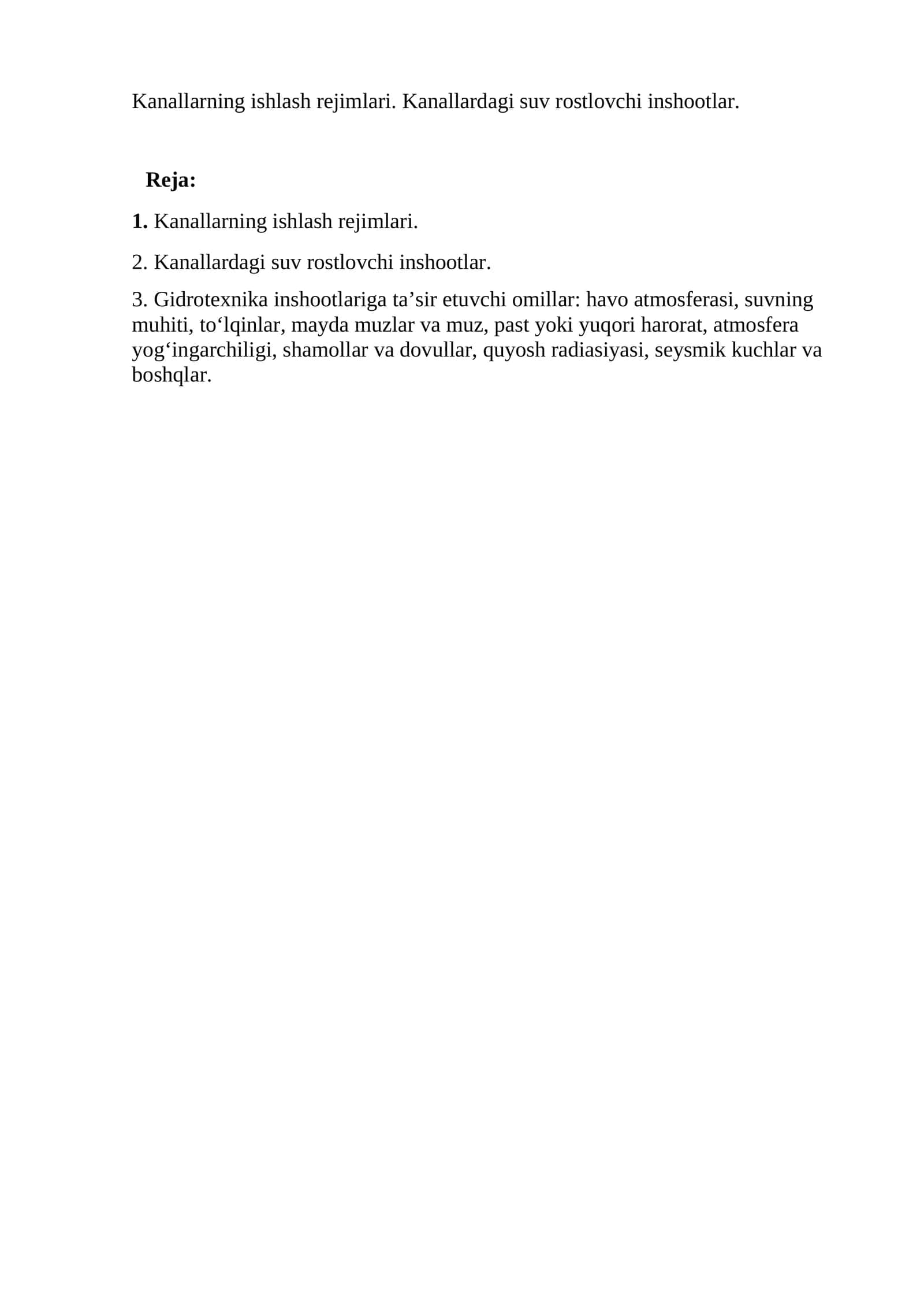Gidrotexnika inshootlaridan foydalanish 1
