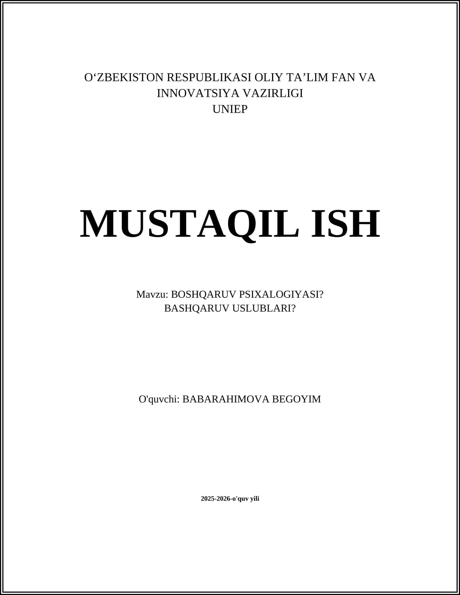 BOSHQARUV PSIXALOGIYASI? 1