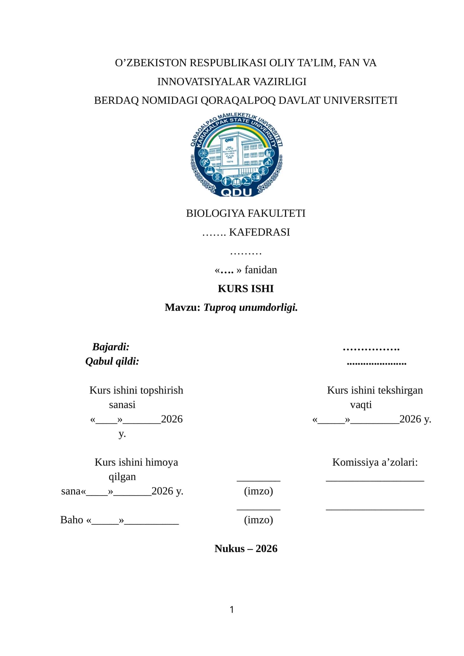 Tuproq unumdorligi 1