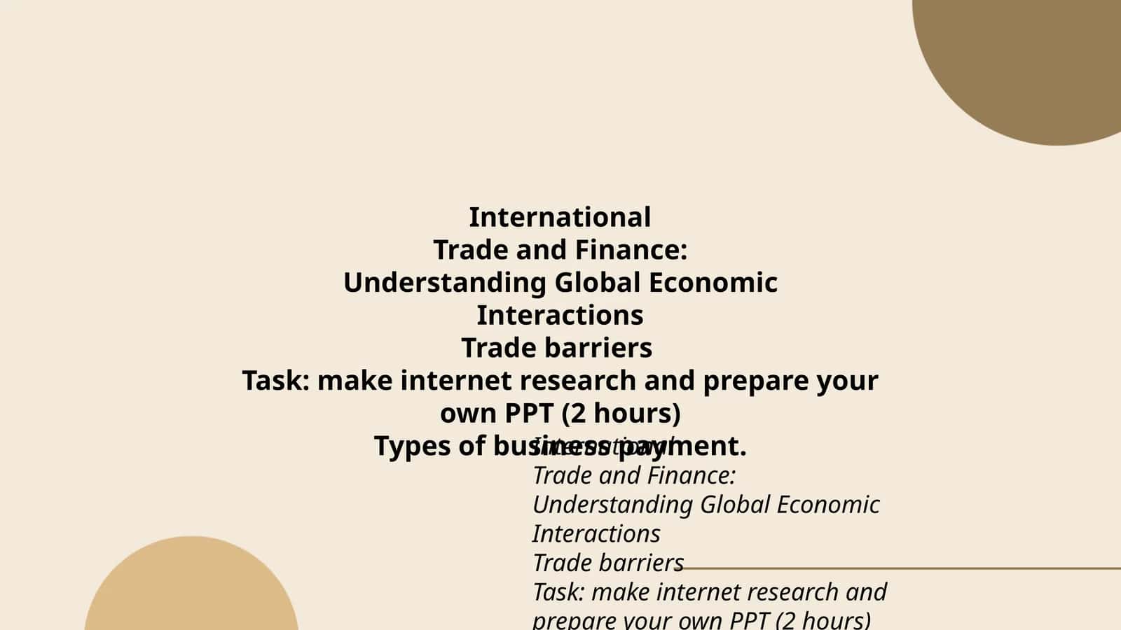 International Trade and Finance: Understanding Global Economic Interactions 1