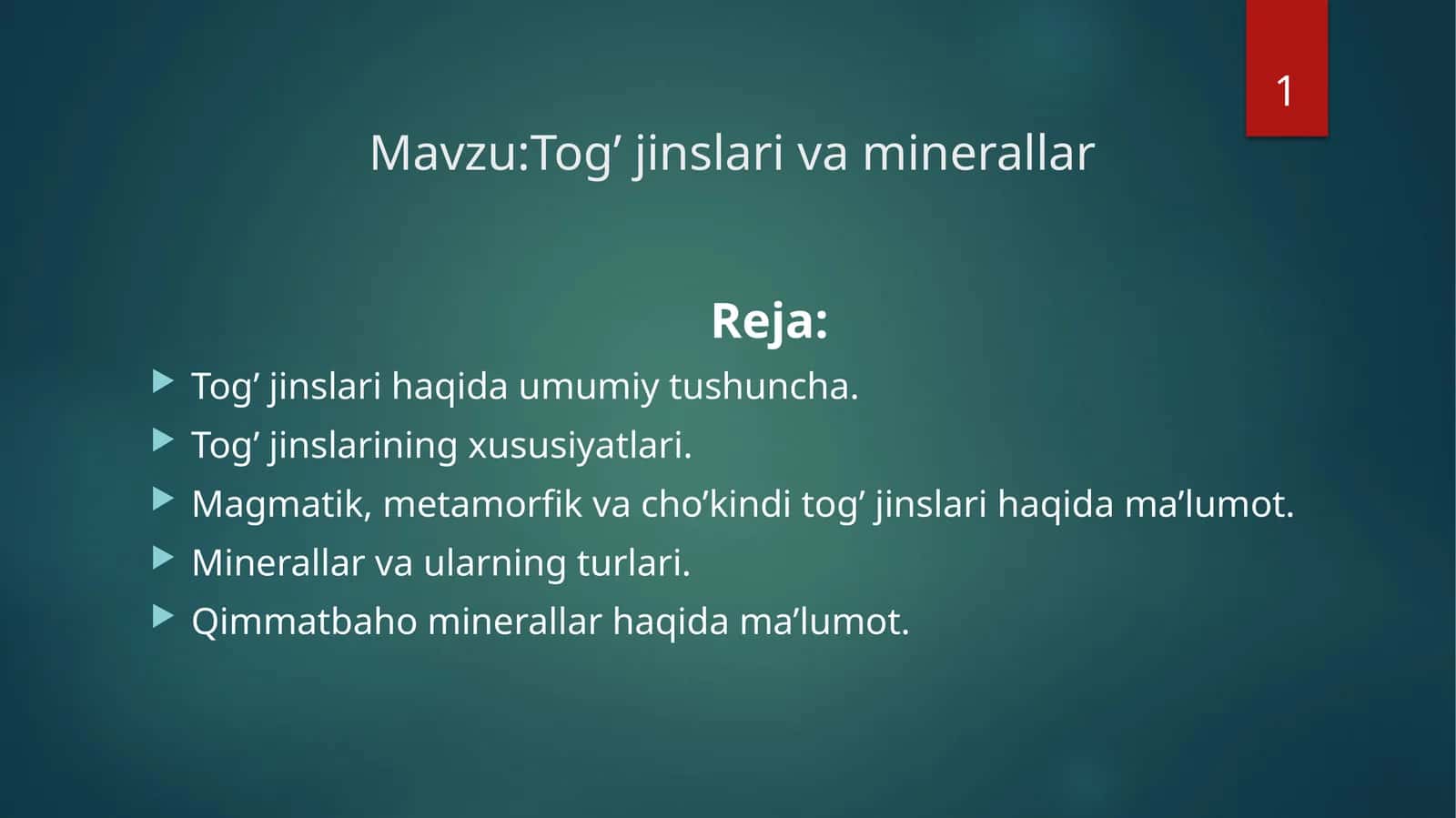Tog’ jinslari va minerallar 1