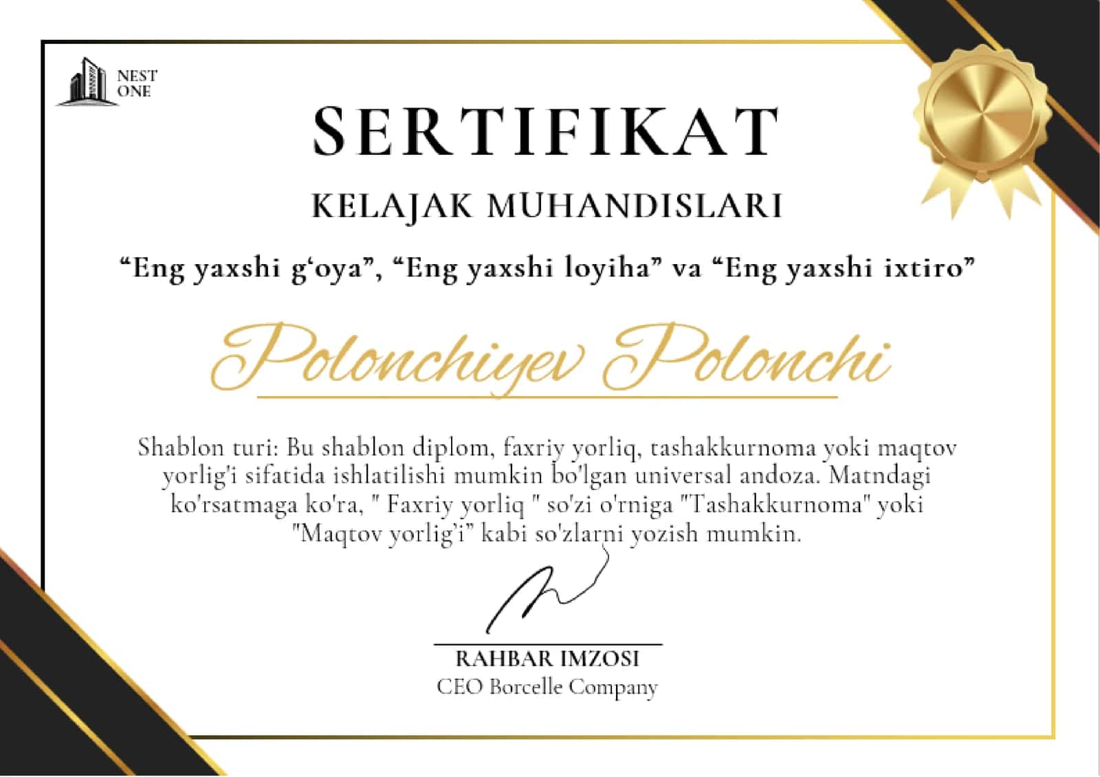 SERTIFIKAT namuna 1