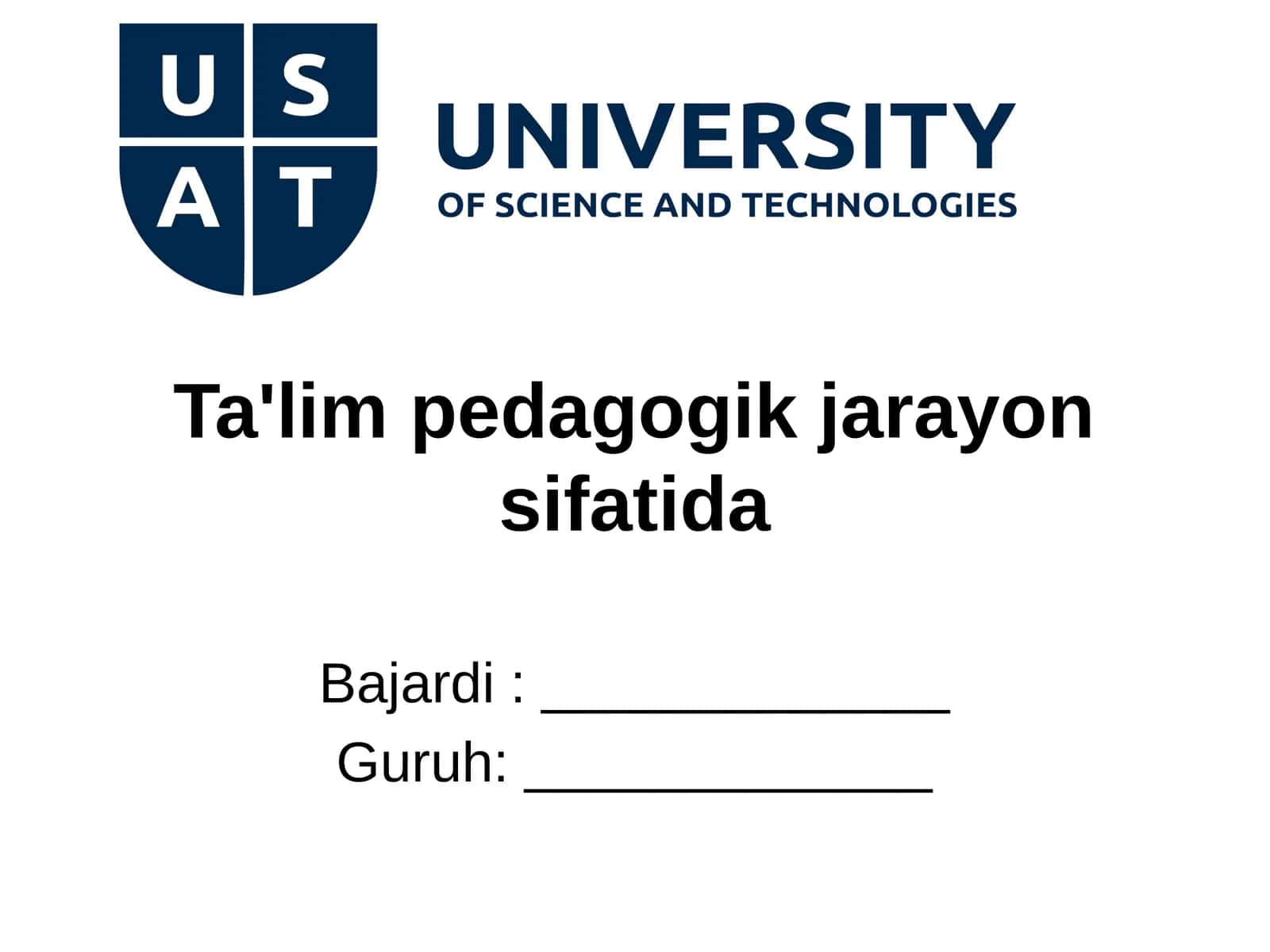 Ta'lim pedagogik jarayon sifatida 1