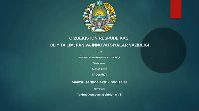 Termoelektrik hodisalar 1