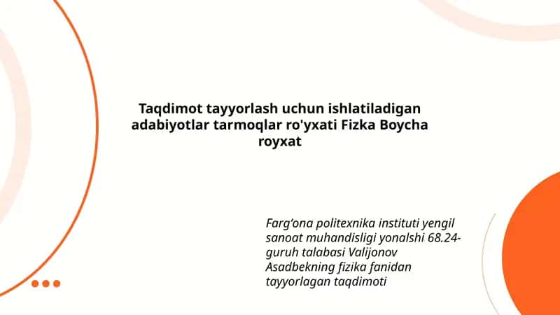Fizika Boycha royxat 1